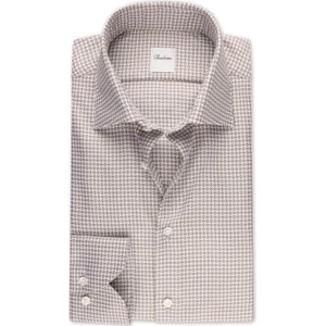 Stenströms Overhemd lichtbruin, Ruit