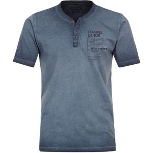 Casa Moda Casual Fit T-Shirt Henley kraag blauw, Effen