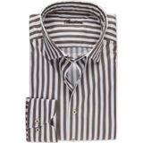 Stenströms Overhemd donkerbruin, Gestreept