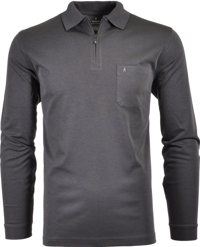 RAGMAN Poloshirt lange mouw antraciet, Effen
