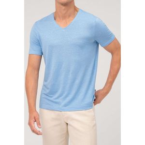 OLYMP Casual Regular Fit T-Shirt V-hals lichtblauw, Effen