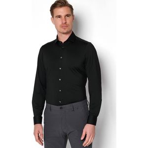 Pure Functional Slim Fit Jersey shirt zwart, Effen
