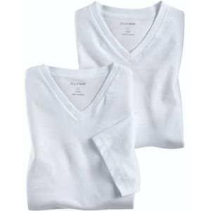 OLYMP Modern Fit T-Shirt V-hals Dubbel pak wit, Effen