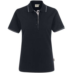 HAKRO 203 Dames Poloshirt zwart/zilver, Tweekleurig