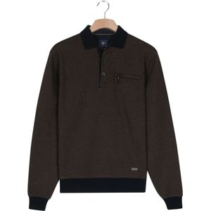 Baileys Poloshirt lange mouw bruin, Effen