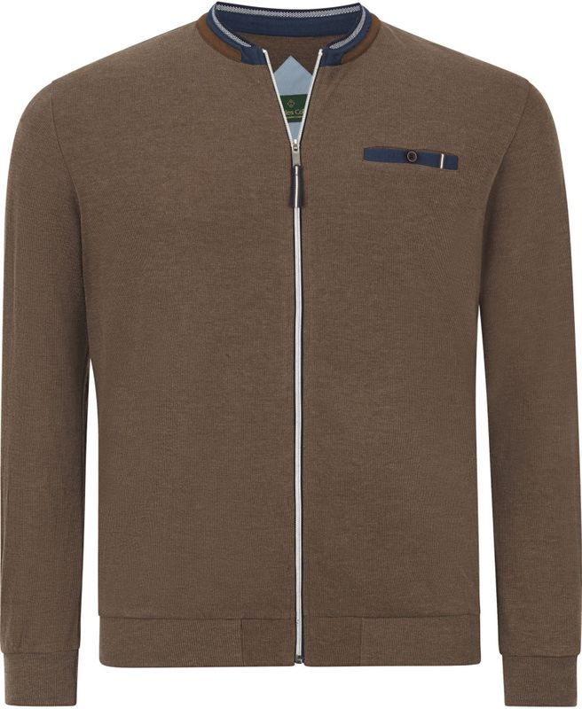 Charles Colby Sweatjacket bruin, Effen