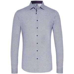 Desoto Slim Fit Jersey shirt wit/blauw, Stippen