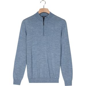 Baileys - Trui - Blauw - Effen - Lange Mouw - 100% Wol - Ritssluiting