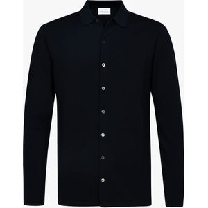 Profuomo Poloshirt lange mouw donkerblauw, Effen
