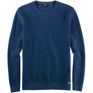 OLYMP Casual Trui ronde hals blauw, Gestructureerd