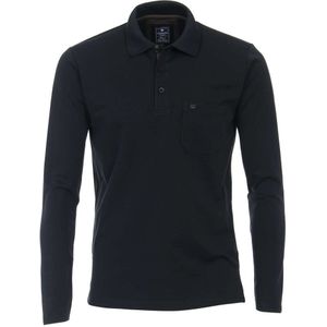Redmond regular fit polo lange mouw - zwart melange