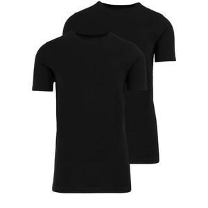 Marvelis T-Shirt ronde hals Dubbel pak zwart, Effen