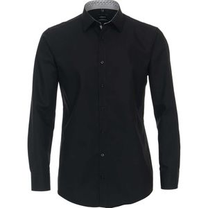 Venti Modern Fit Overhemd zwart, Effen