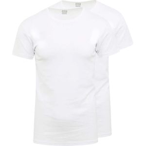 Alan Red Slim Fit T-Shirt ronde hals Dubbel pak wit, Effen