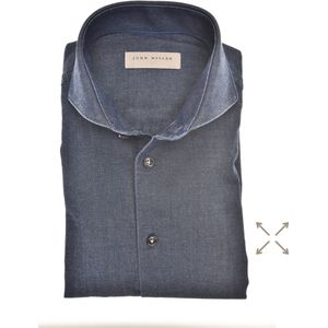 John Miller - Overhemd - Donkerblauw - Katoen - Slim Fit - Cutaway Boord