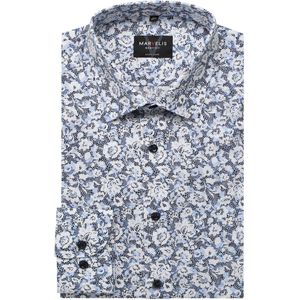 Marvelis - Overhemd - Blauw - Bedrukt - Lange Mouw - 100% Katoen