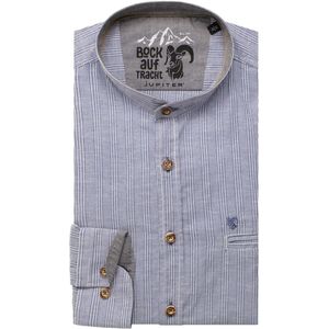 Jupiter Tencel Traditioneel overhemd middenblauw, Gestreept