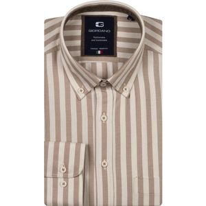 Giordano Brando Overhemd donkerbruin, Gestreept