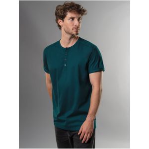 TRIGEMA T-Shirt Knoopsluiting saffier, Effen