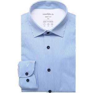 Marvelis Body Fit Jersey shirt wit/blauw, Gestreept