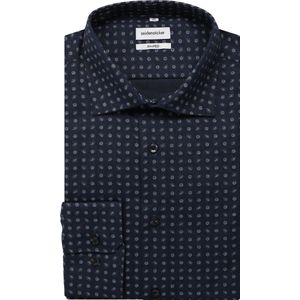 Seidensticker Flanellen Overhemd donkerblauw, Bedrukt