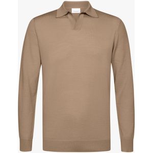 Profuomo Poloshirt lange mouw beige, Effen
