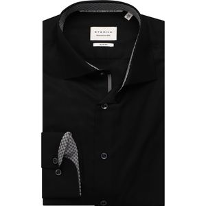 Zwart Overhemd - Katoen - Strijkvrij - Lange Mouwen