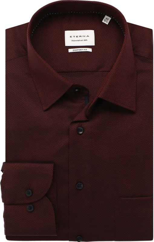ETERNA Overhemd donkerrood, Gestructureerd