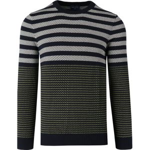 Marvelis Casual Trui ronde hals marine, Horizontale strepen