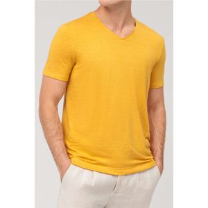 OLYMP Casual Regular Fit T-Shirt V-hals maïs, Effen