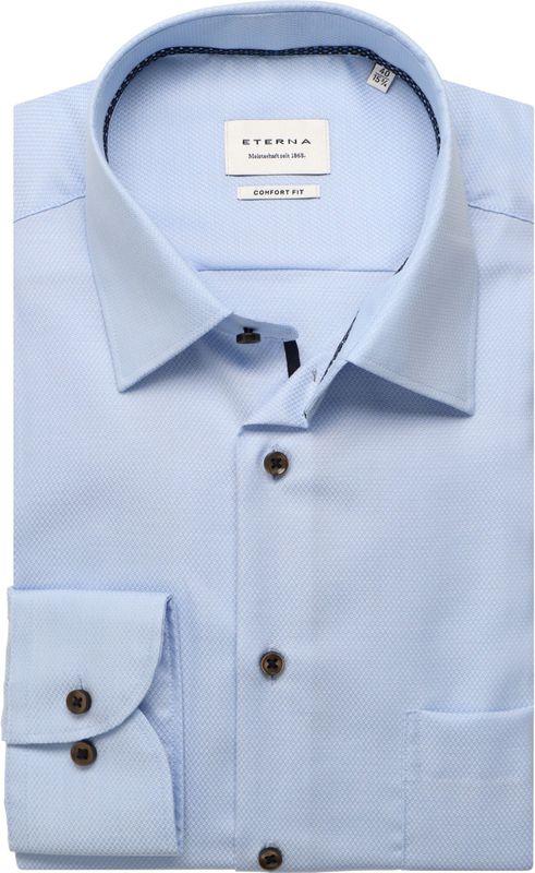 ETERNA Overhemd hemelsblauw, Gestructureerd