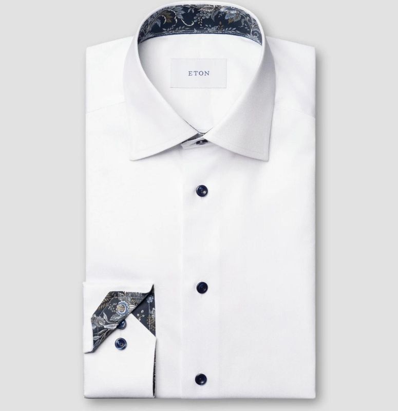 Eton, Heren, Overhemden, Wit, Maat: S Katoen,