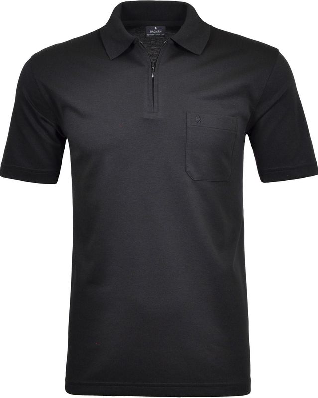 RAGMAN Softknit Polo shirt Korte mouw zwart
