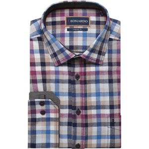 Leonardo - Casual Overhemd - Rood - Lange Mouw - 100% Katoen