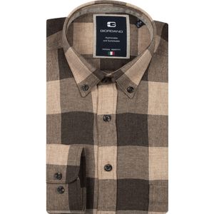 Giordano Flanellen Overhemd donkerbruin, Ruit