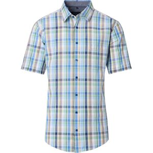 Casa Moda - Overhemd - Groen - Korte Mouw - 100% Katoen - Kent Kraag Met Borstzak