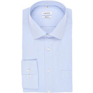 Seidensticker Regular Fit Overhemd blauw/wit, Gestreept