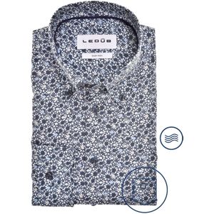 Ledub - Geprint Overhemd - Donkerblauw - Katoen - Normale Fit