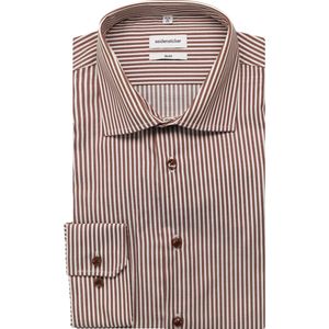 Seidensticker Overhemd bruin, Gestreept