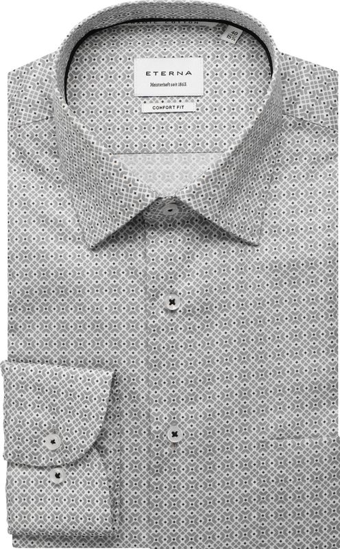 ETERNA Overhemd lichtgrijs, Bedrukt