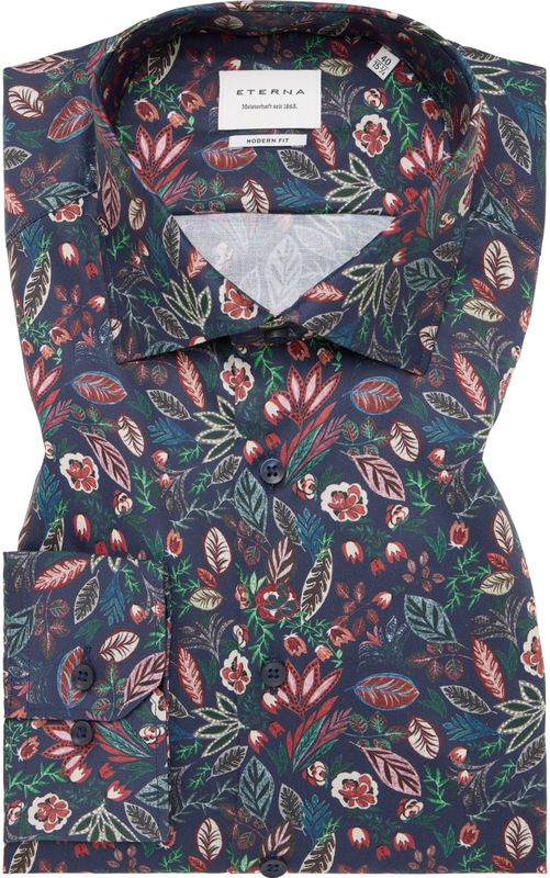 ETERNA Overhemd marine, Bedrukt