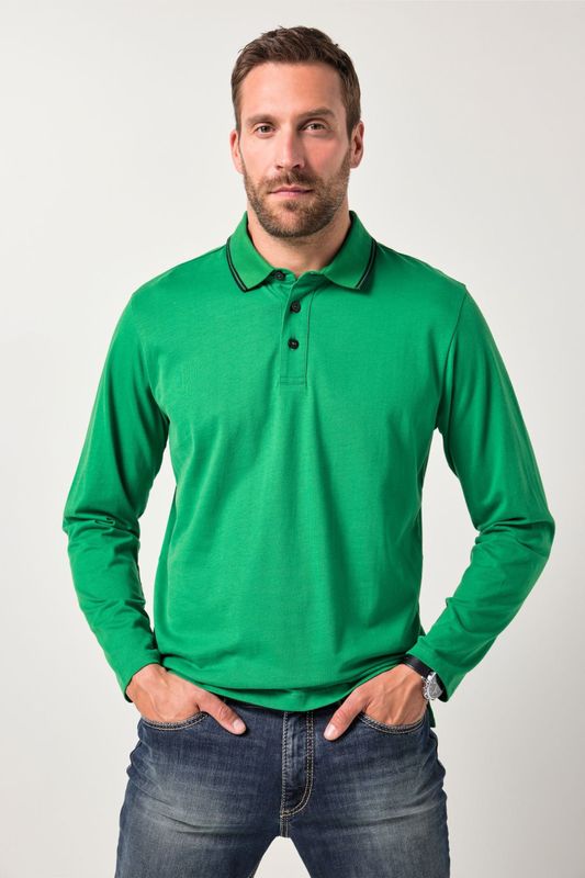 JP1880 Poloshirt lange mouw groen, Effen