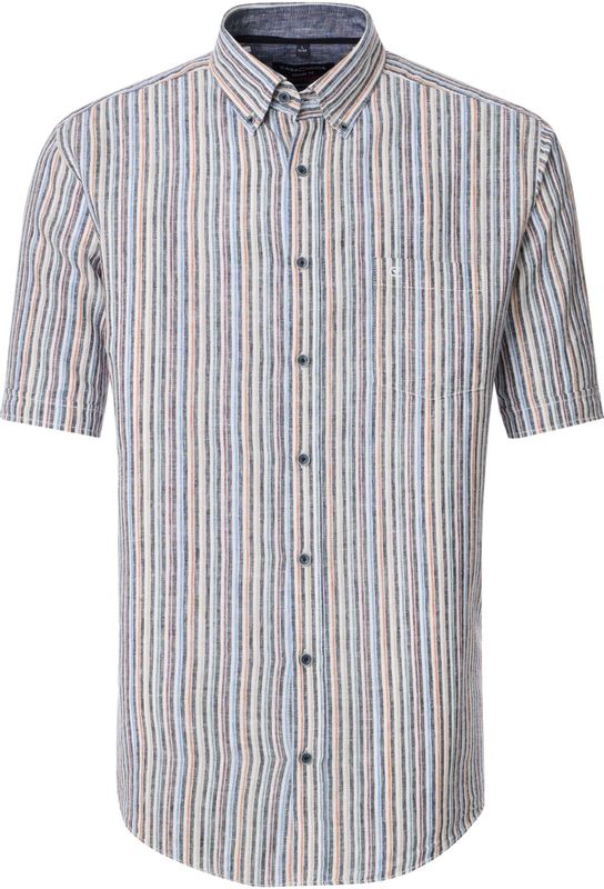 Overhemden - Korte Mouw - Groen - 55% Linnen / 45% Katoen