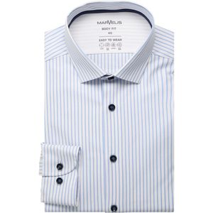 Marvelis Performance Overhemd blauw, Gestreept