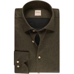 Stenströms Flanellen Overhemd donkergroen, Effen