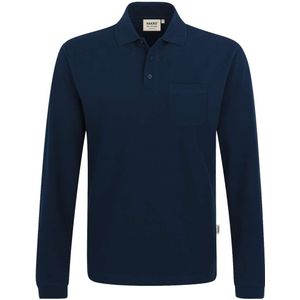 HAKRO 809 Comfort Fit Poloshirt lange mouw nachtblauw, Effen