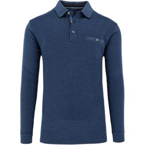 Casa Moda Poloshirt lange mouw blauw, Motief