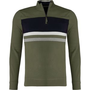 Marvelis Casual Trui ritssluiting blauw/groen/wit, Gestreept