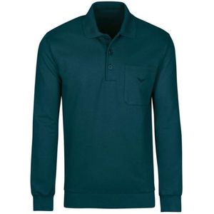 TRIGEMA Comfort Fit Poloshirt lange mouw turquoise, Effen