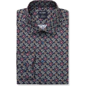 OLYMP Luxor Overhemd marine, Bedrukt